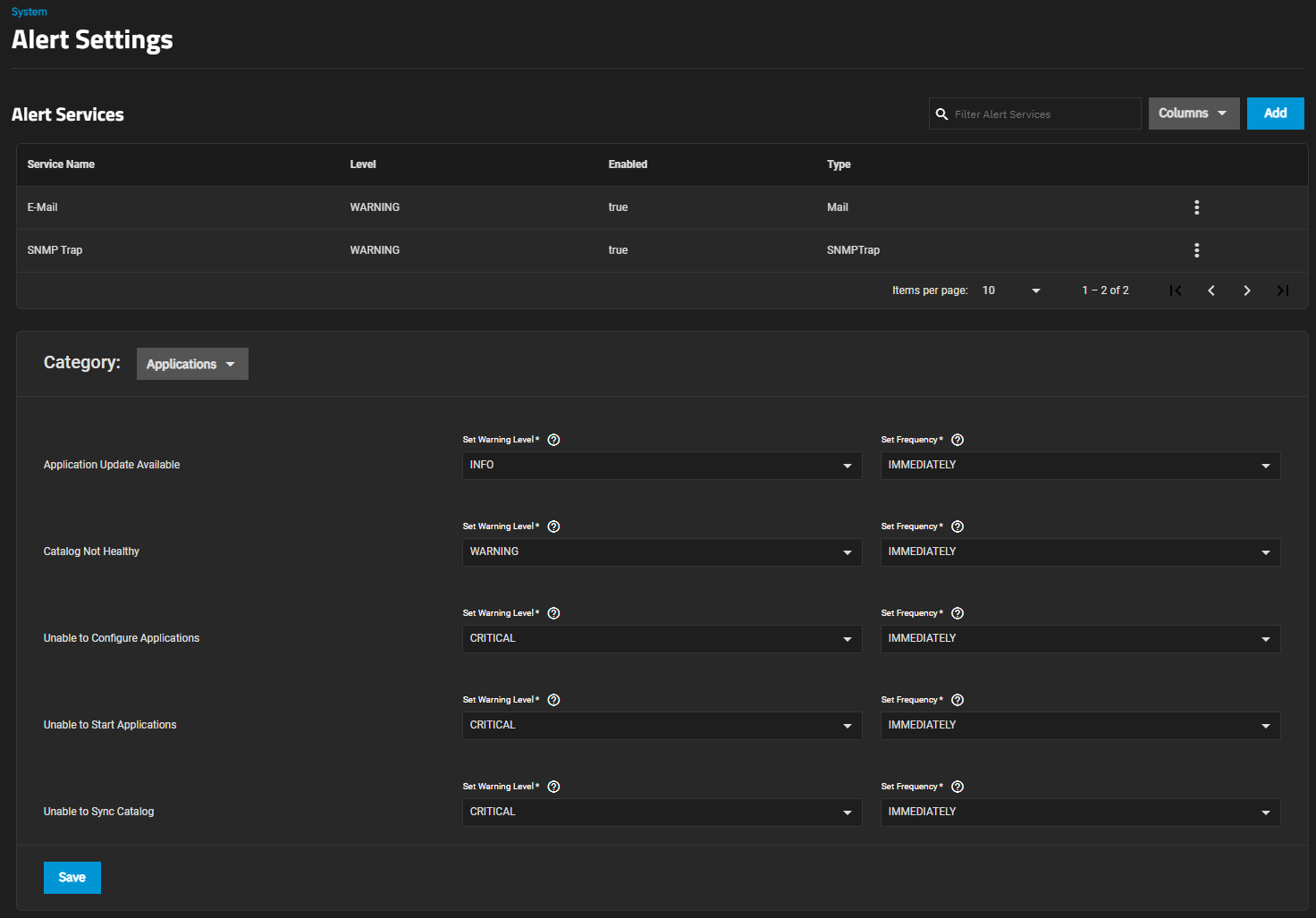 TrueNAS Alert Services AlertServicesScreen