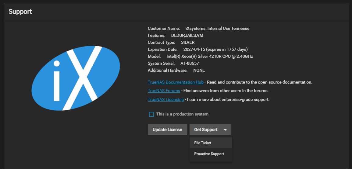 TrueNAS General Settings Proactive Support GeneralSettingsSCALEProactiveSupport