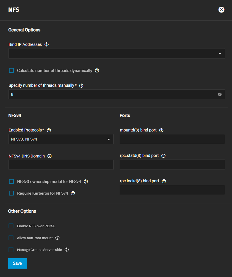 NFS Service Settings NFS Service Settings