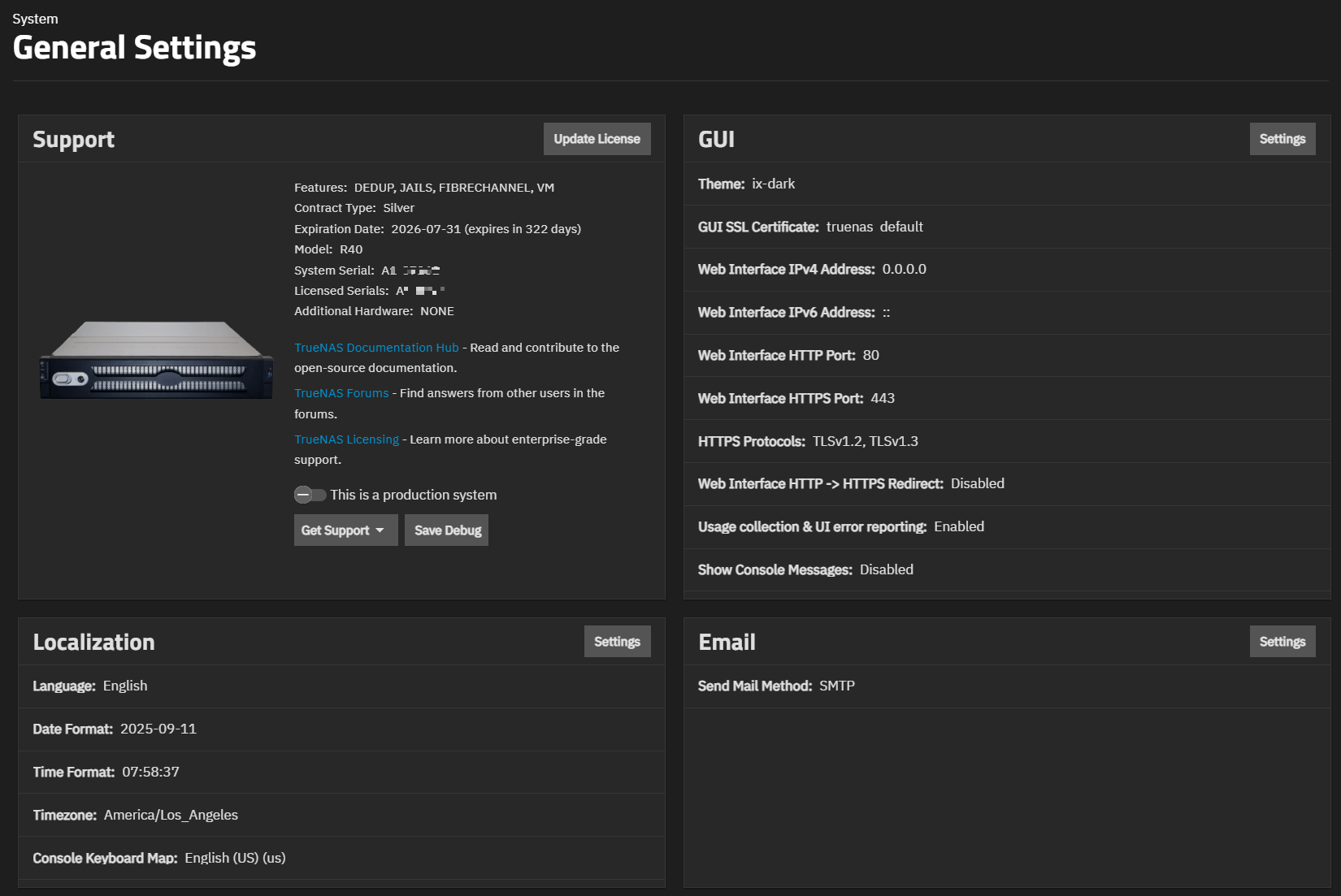 General Settings Screen General Settings Screen