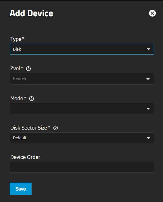 Add Device - Disk Add Device - Disk
