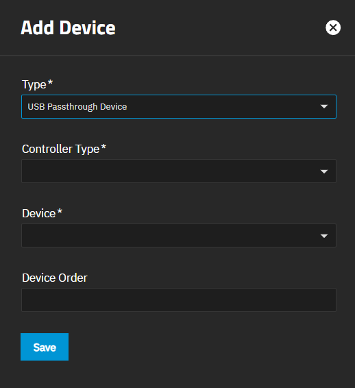 Add Device - USB Passthrough Add Device - USB Passthrough