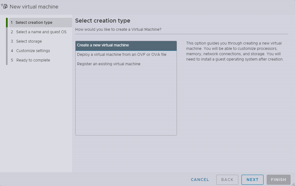 Create New Virtual Machine Create New Virtual Machine
